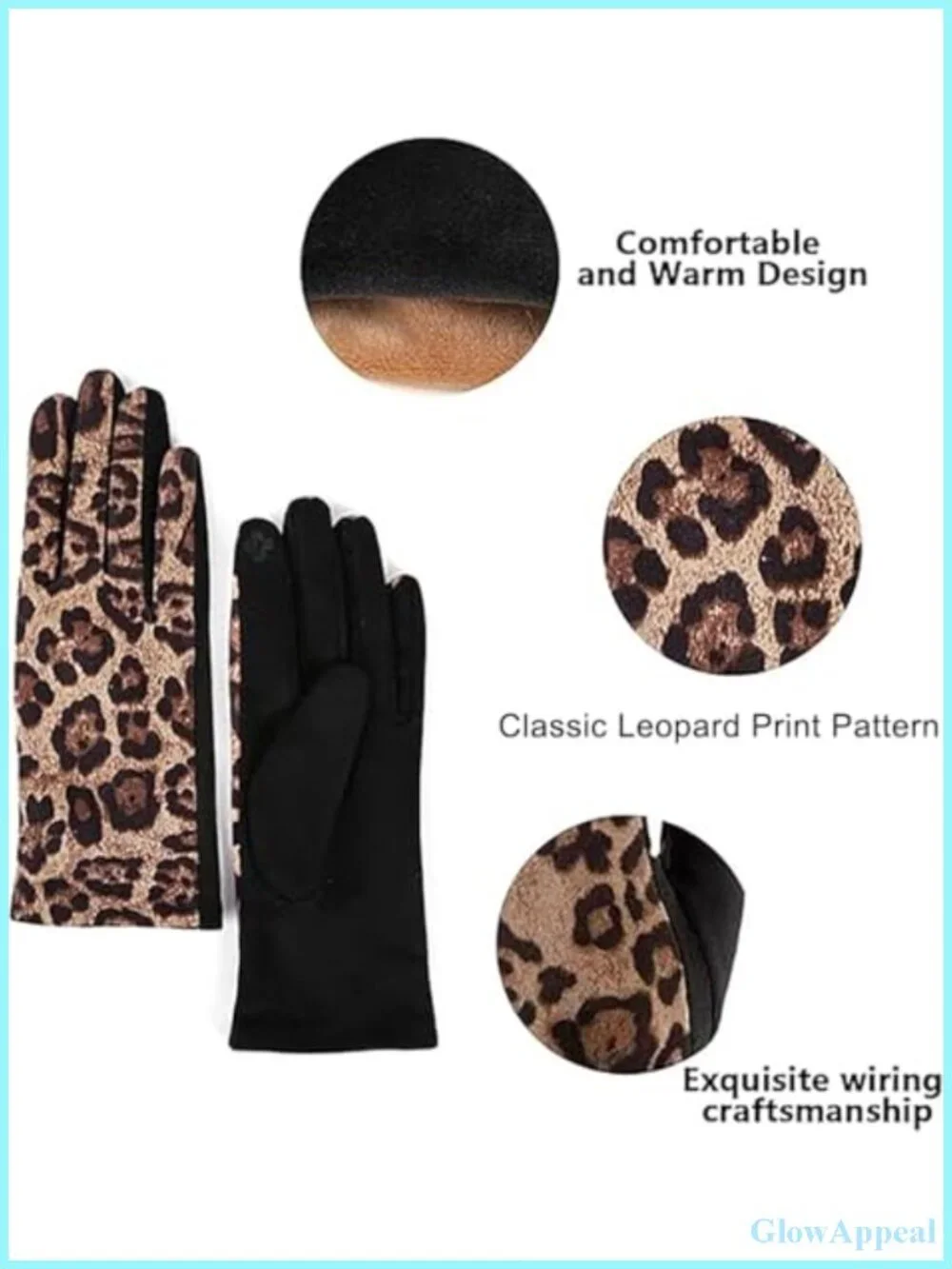 Women's Leopard Print Stretch Fleece Touchscreen Gloves Cold Weather Driving